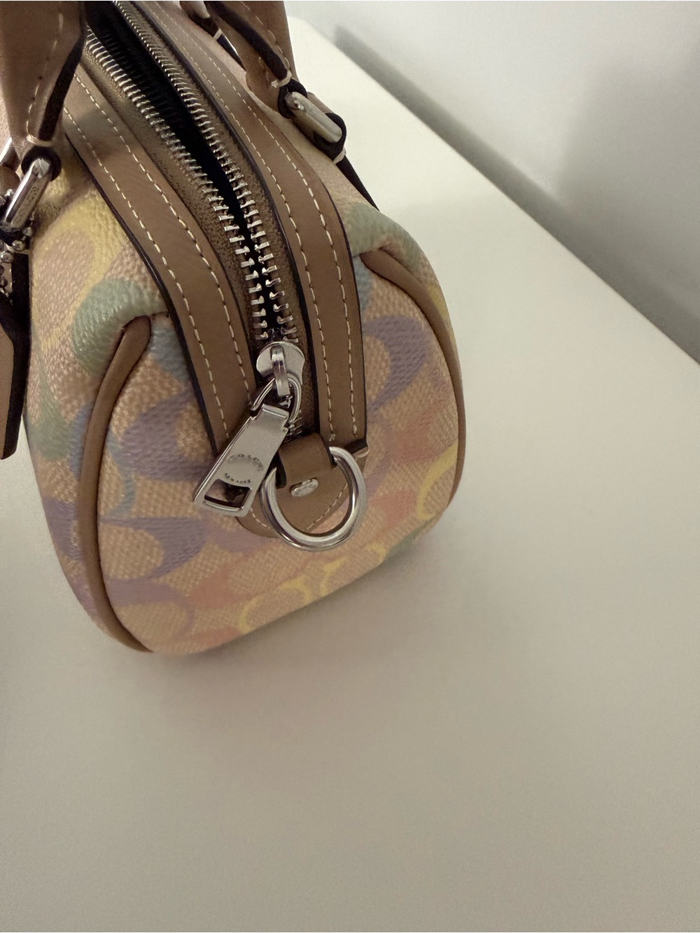 NWT Coach Mini Rowan Crossbody Bag In Rainbow Signature Canvas CDC39 Sand Multi - Picture 2 of 6